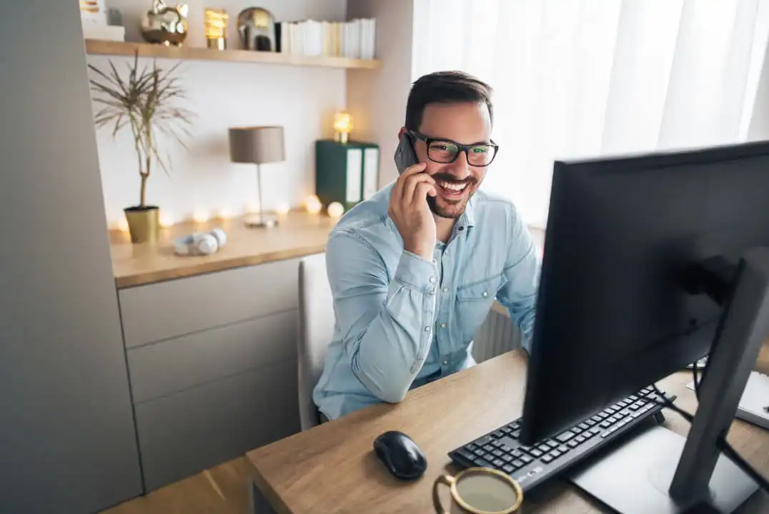 hr manager in front of computer