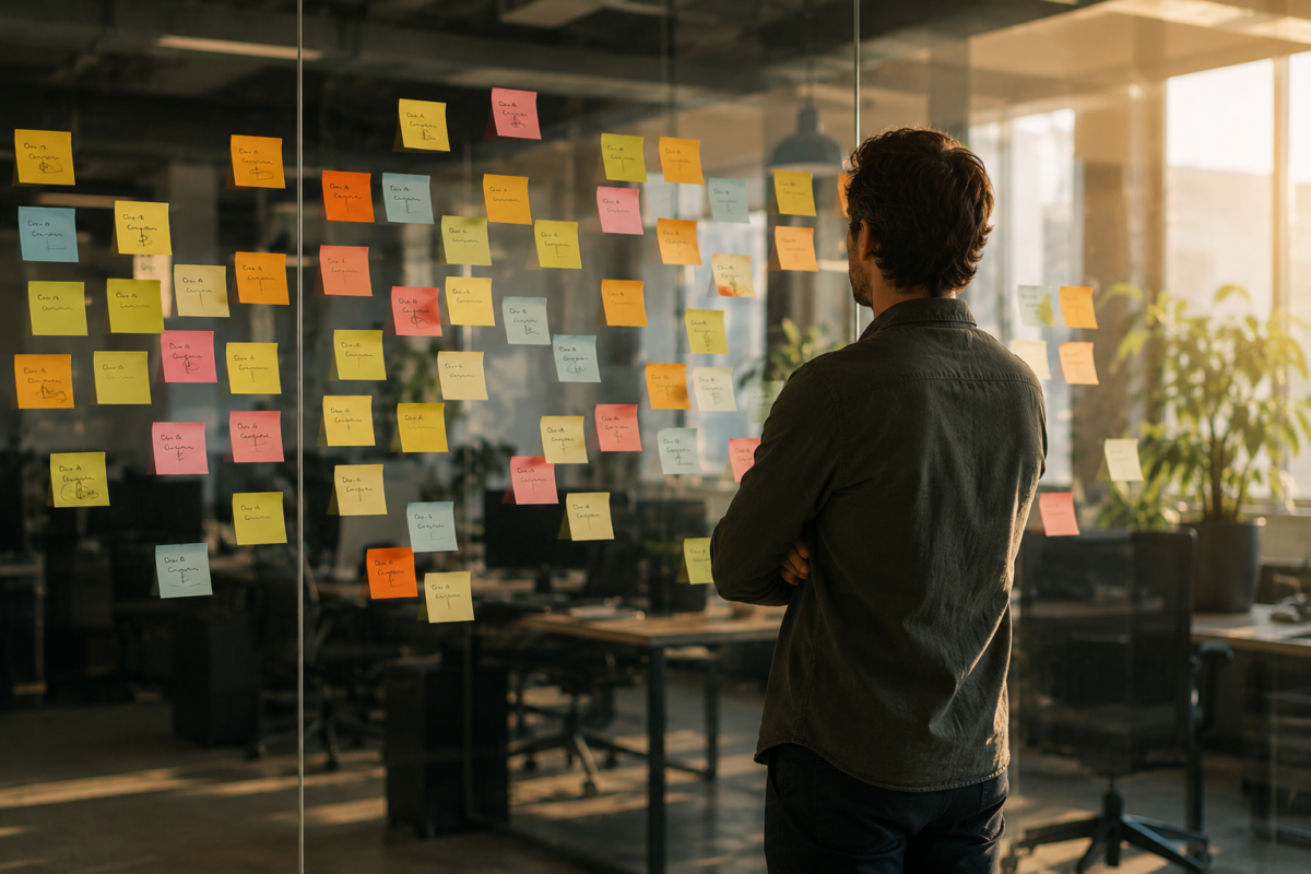 Tech leader reviewing an unstructured compensation framework on a glass wall while preparing for EU Pay Transparency requirements.