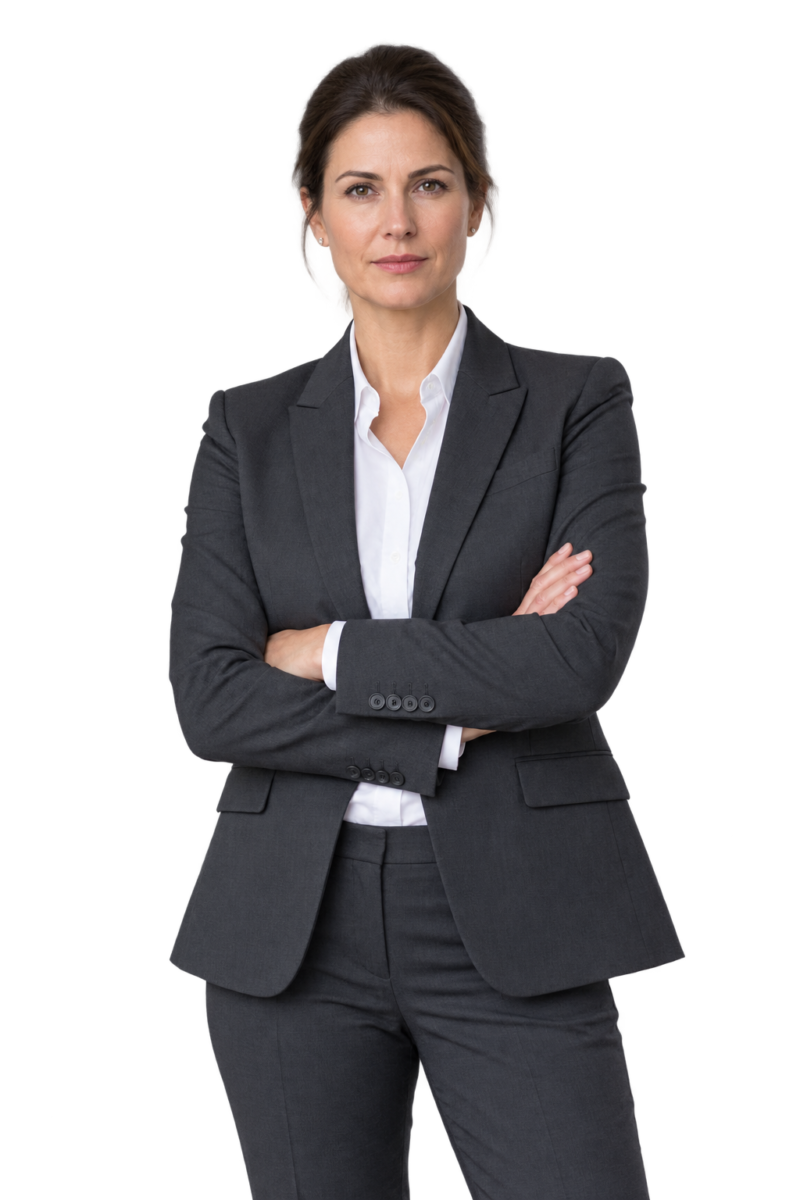 Senior HR advisor in a charcoal suit representing expert support for managing employment compliance across multiple European countries.